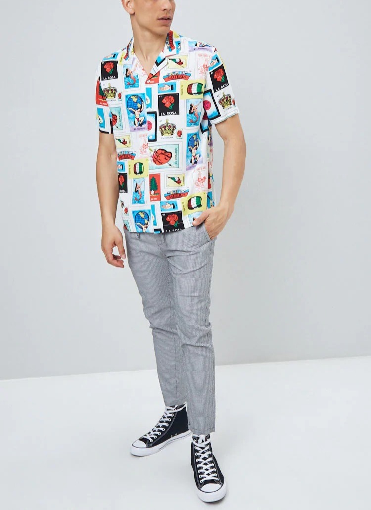 FOREVER 21 Men's Loteria Card Print Shirt
