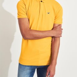 Hollister Stretch Shrunken Collar Polo Yellow