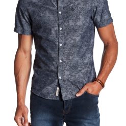 Original Penguin Short Sleeve Chambray Floral Slim Fit Shirt