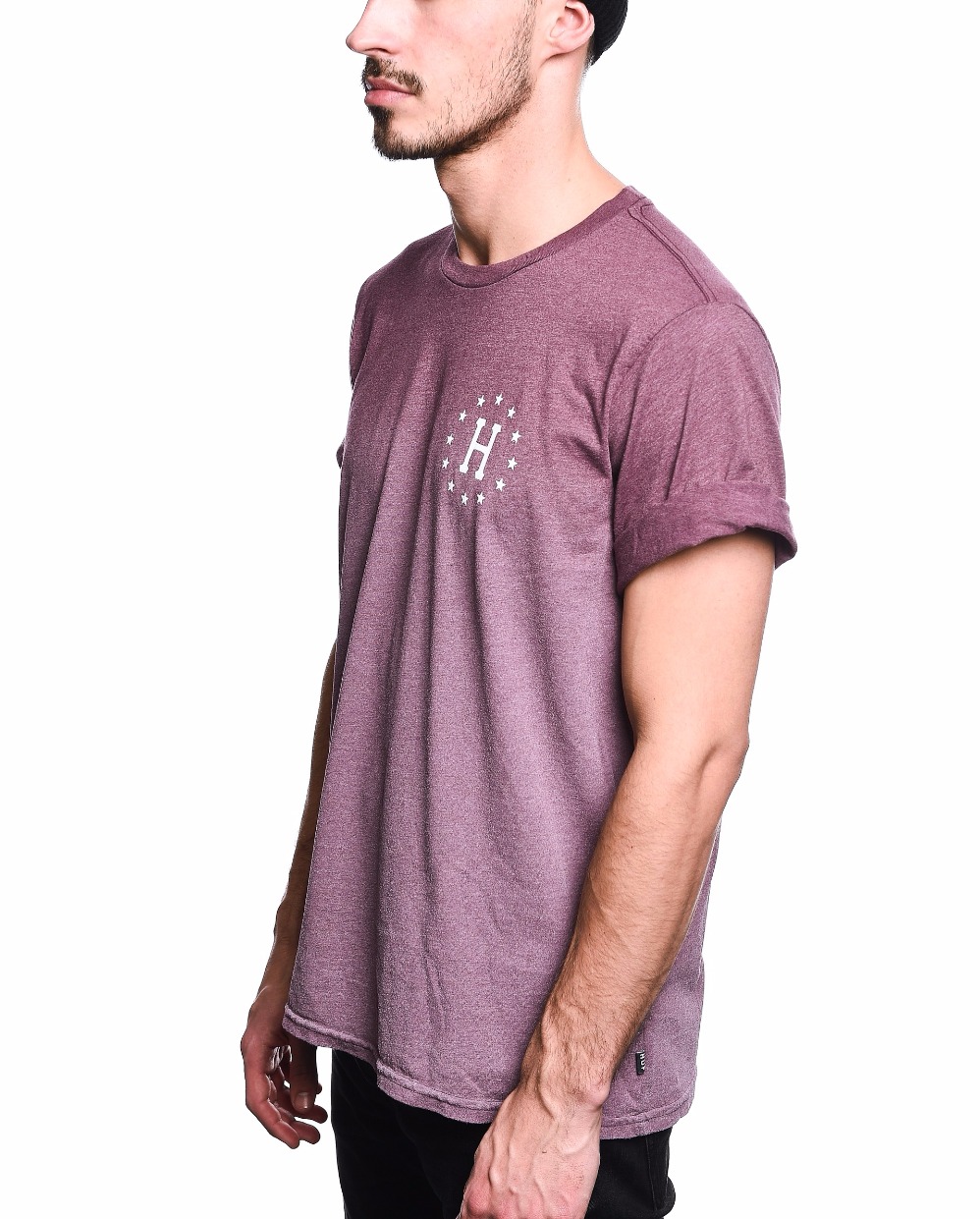 HUF // 12 Galaxies Dipped Heather Wine Tee - Image 2