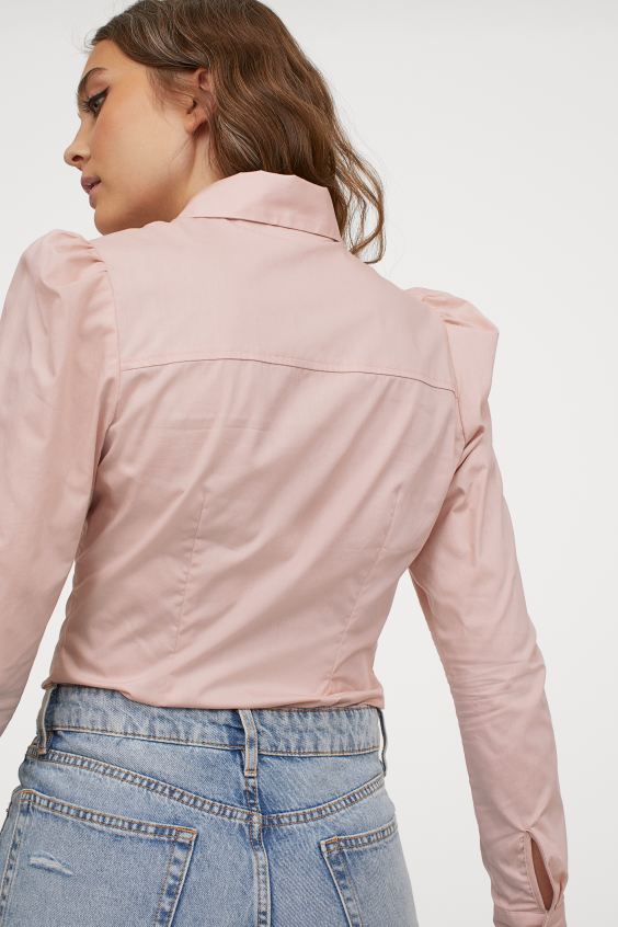 H&M Pink Puff-sleeved Shirt - Image 4
