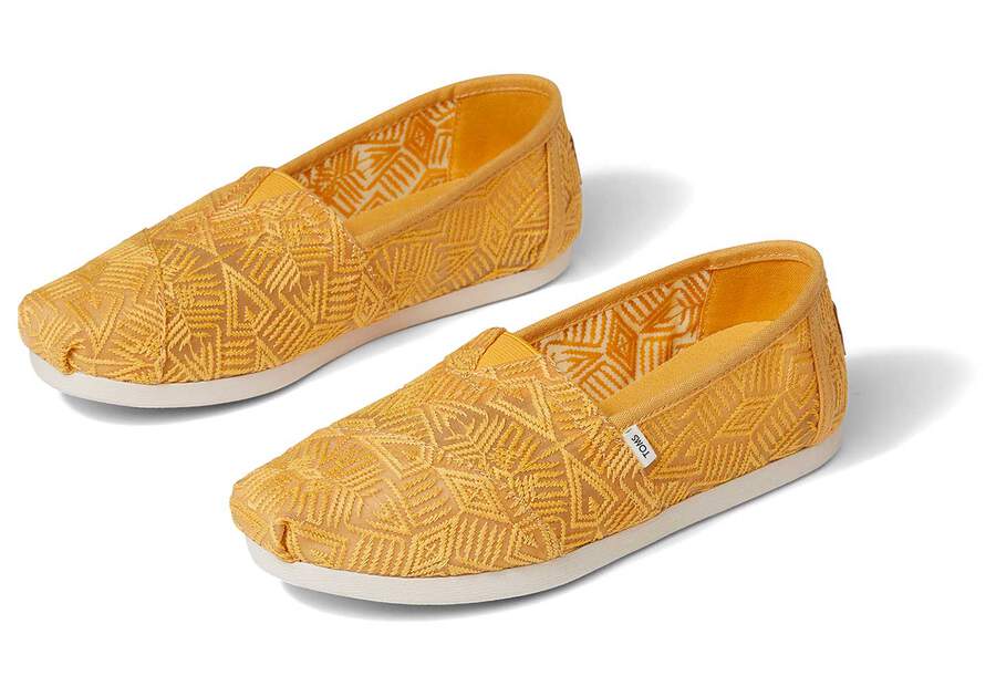 TOMS Women's Golden Yellow Geo Lace Slip-ons - Image 2
