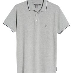 French Connection Cotton Grey Melange Polo Shirt