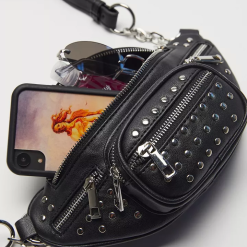 Alternative view of Danni Black Studded Faux Leather Belt Bag