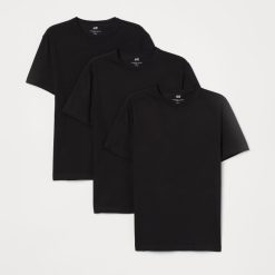 H&M Men's 3-pack Black Slim Fit T-shirts